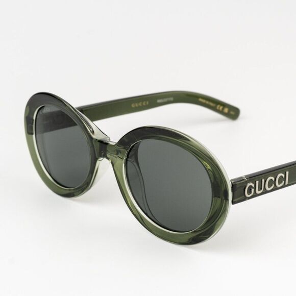 NEW Gucci GG1722SA 005 Transparent Dark Green Smoke Grey Unisex Oval Sunglasses - Picture 6 of 11